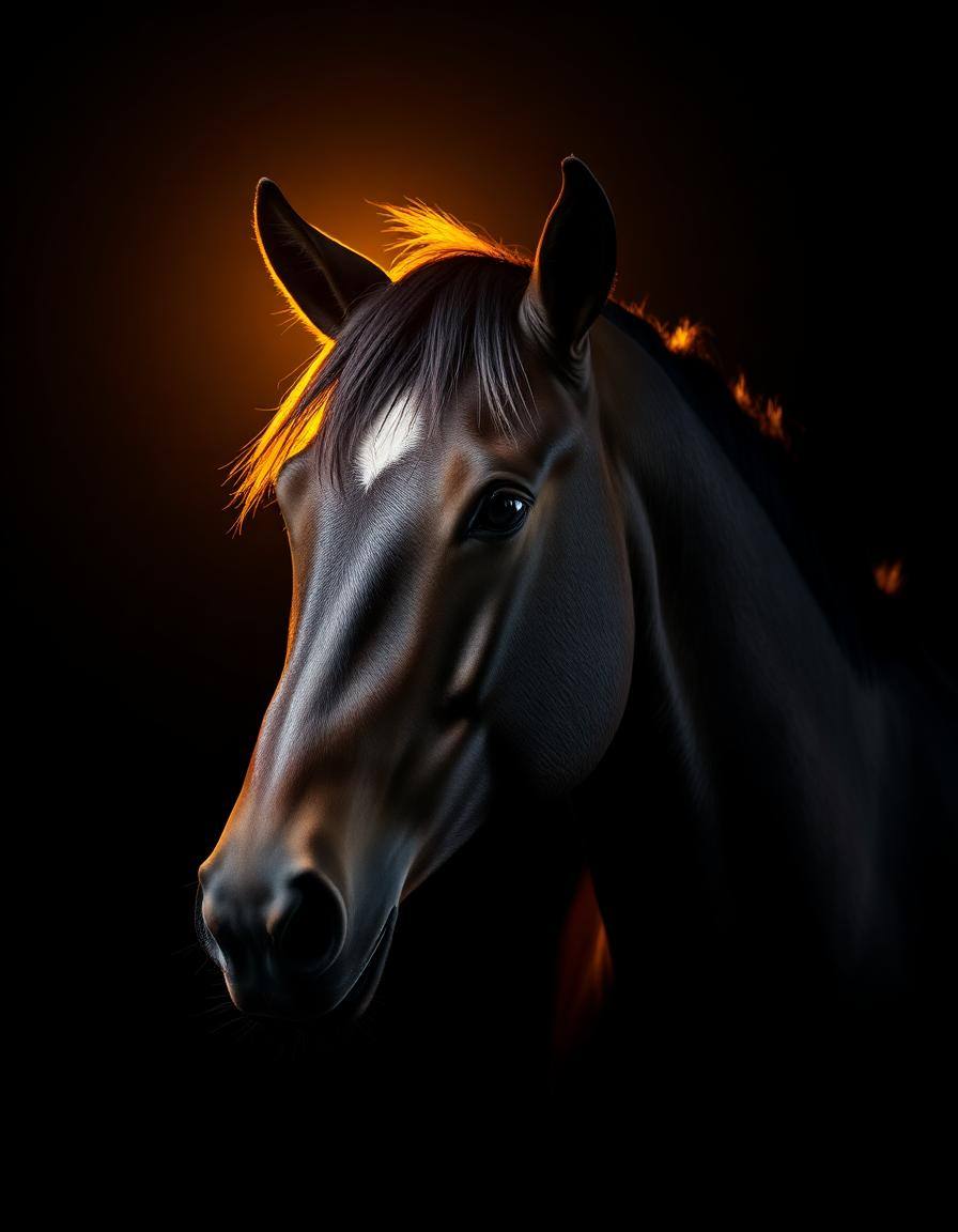 Cavalo Quarto de Milha adulto de pelagem Castanho, visto de perfil