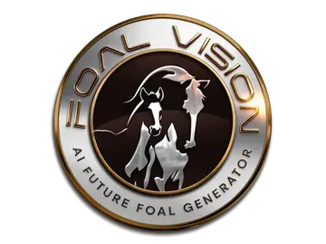 Logotipo FoalVision: cabeça de cavalo Quarto de Milha em traço dourado