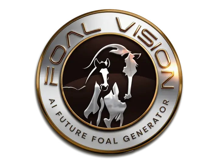 Logotipo FoalVision: cabeça de cavalo Quarto de Milha em traço dourado